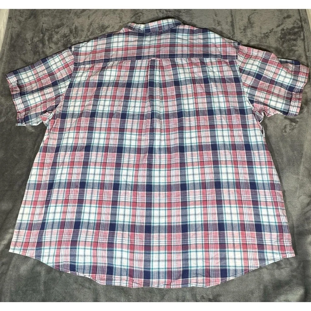IZOD Shirt Mens 4XL Multicolor Plaid Short Sleeve Cotton Button Down Relaxed Fit - Picture 8 of 10